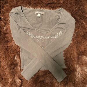 Urban Outfitters Gray Embellished Long Sleeve Tee